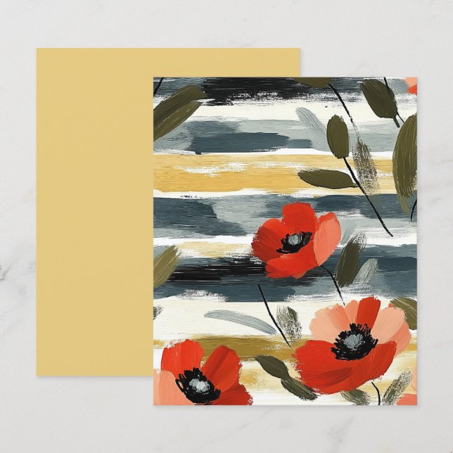 Red Abstract Poppy Floral Scrapbook Paper (Vorne/Hinten)