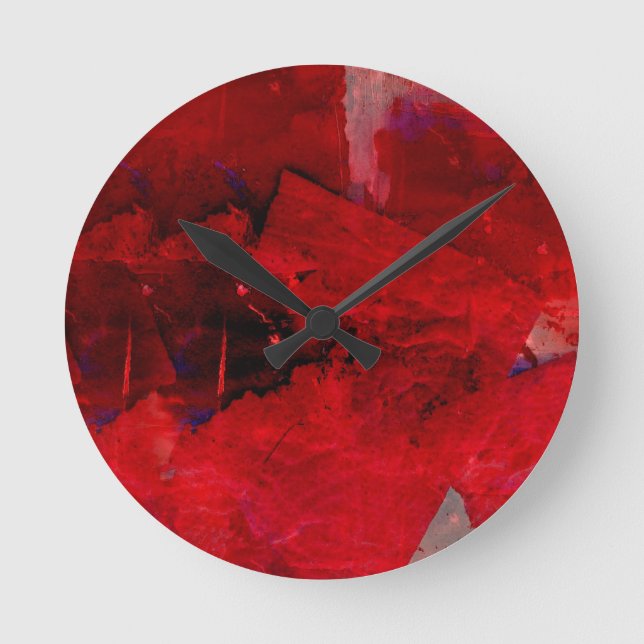Red Abstract Runde Wanduhr (Vorderseite)