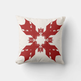 Red Abstrakt auf White Snowflake-like Design Kissen