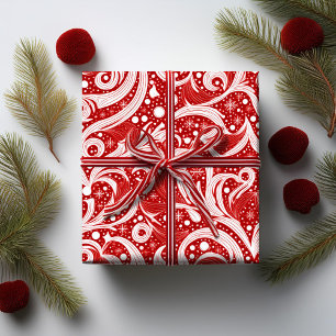 Red Abstrakt Snowflake Pattern#10 ID1009 Geschenkpapier