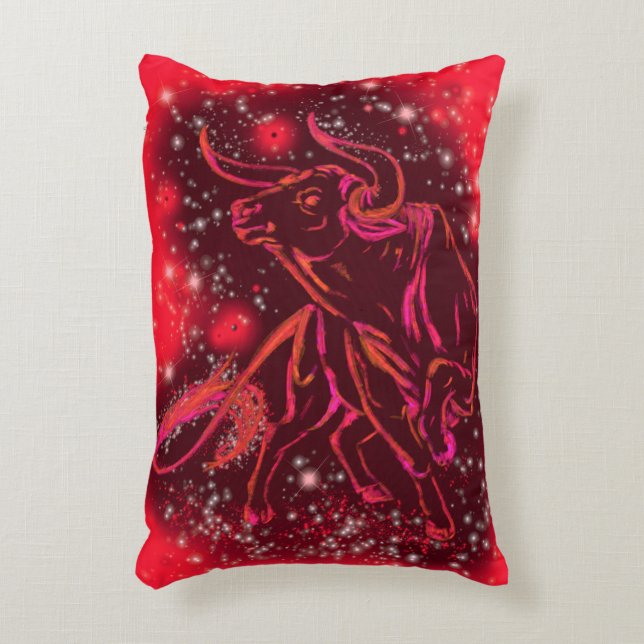 Red Accent Coussin Taureau Courir À La Nuit étoilé (Devant(Vertical))