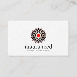 Red Accent Rose Gold Mandala Chic Designer Visitenkarte