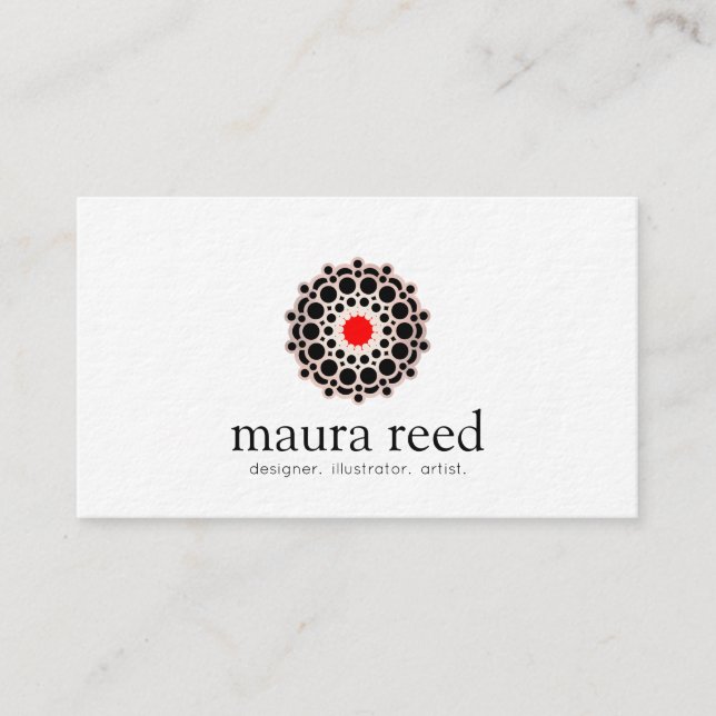 Red Accent Rose Gold Mandala Chic Designer Visitenkarte (Vorderseite)