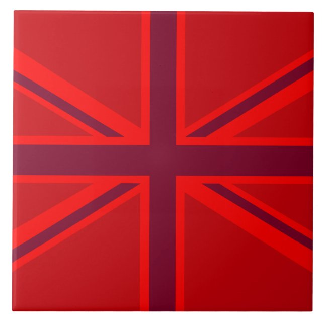 Red Accent Union Jack Design Fliese (Vorderseite)