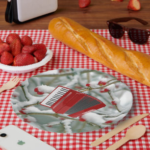 Red Accordion - Berries im Schnee, Pappteller