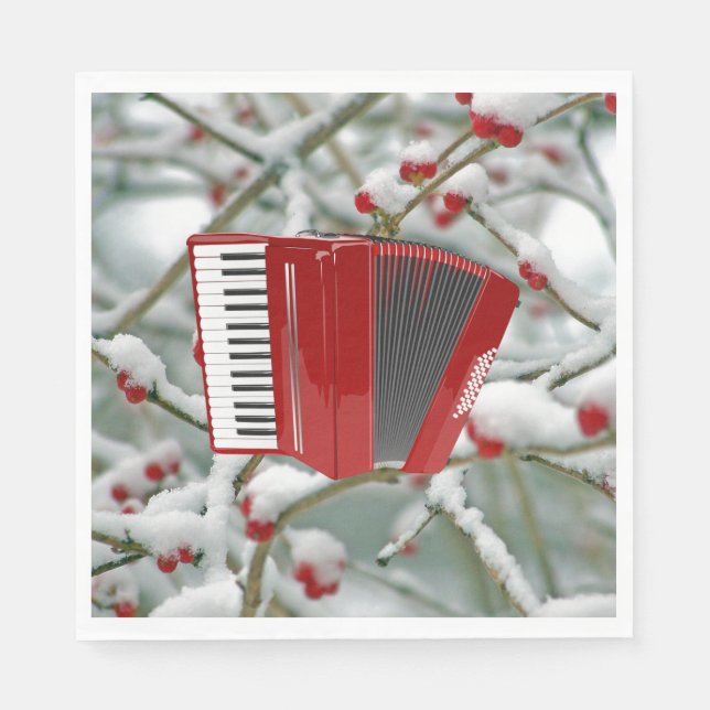 Red Accordion - Berries im Schnee, Serviette (Vorderseite)