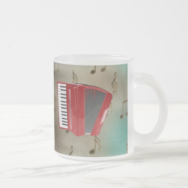 Red Accordion on Musical Notes Mattglastasse (Rechts)
