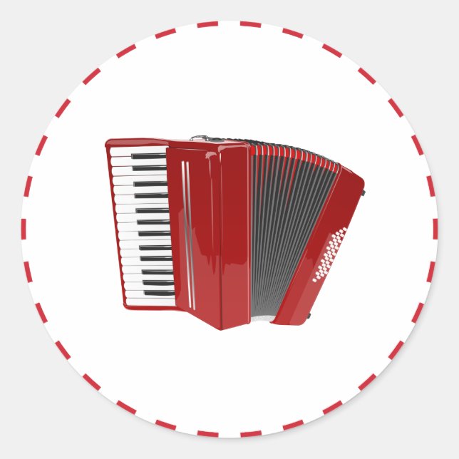 Red Accordion Runder Aufkleber (Vorderseite)