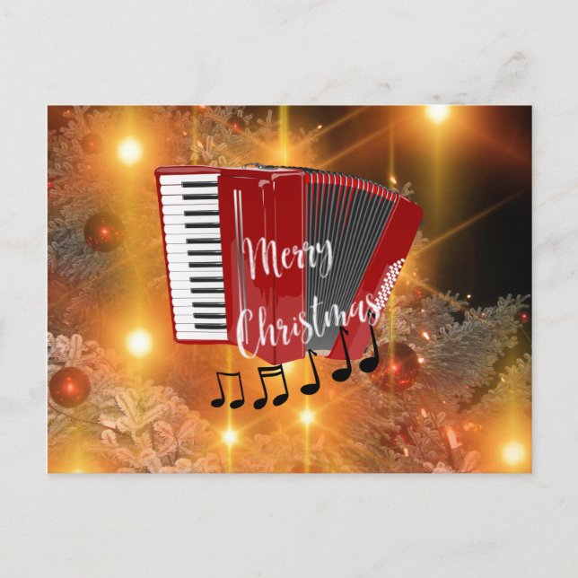 Red Accordion, Weihnachtsgrüße Postkarte (Vorderseite)