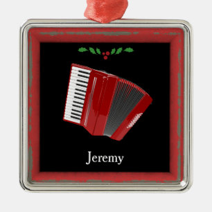 Red Accordion Weihnachtsvorlage Ornament Aus Metall