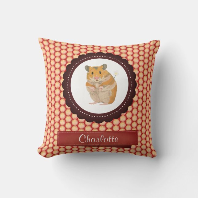 Red Add Your Name Hamster Kissen (Vorderseite)