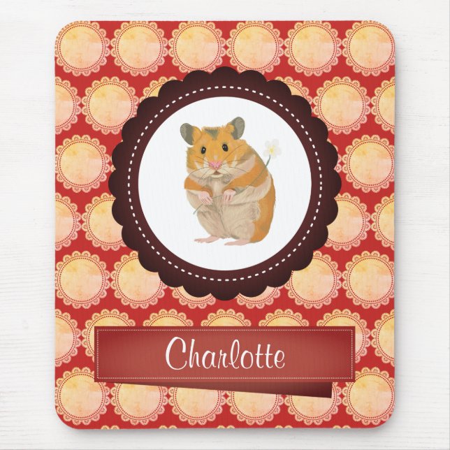 Red Add Your Name Hamster Mousepad (Vorne)
