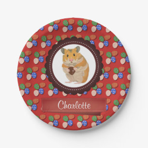 Red Add your name Hamster Oster Pappteller