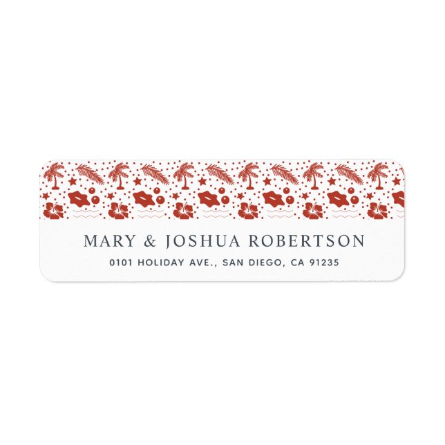Red Address Label für tropische Urlaubsmuster (Vorne)