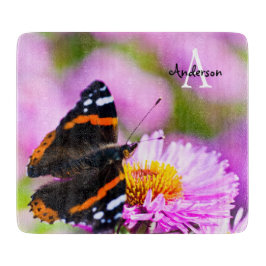 Red Admiral butterfly Glass chopping board Schneidebrett