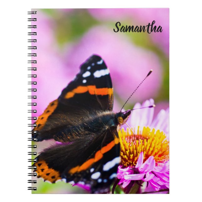 Red Admiral Butterfly Spiral Notebook Notizblock (Vorderseite)