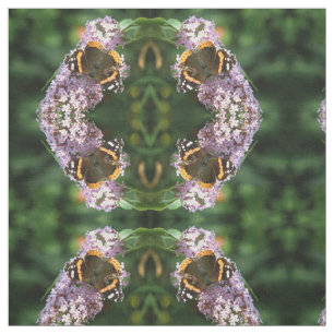Red Admiral Butterfly und Buddleia Gemustert Stoff