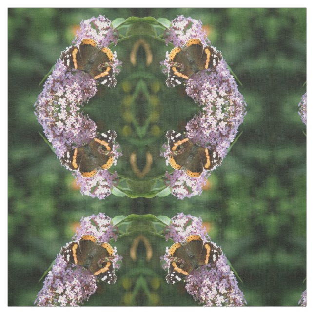 Red Admiral Butterfly und Buddleia Gemustert Stoff (Muster)