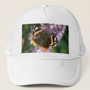 Red Admiral Butterfly und Buddleia Hat Truckerkappe