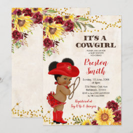 Red African Cowgirl Rose und Sonnenblumendusche Einladung