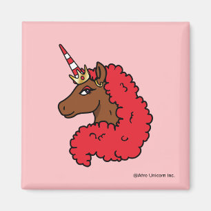 Red Afro Unicorn Magnet