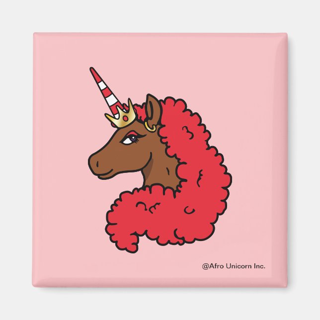 Red Afro Unicorn Magnet (Vorne)