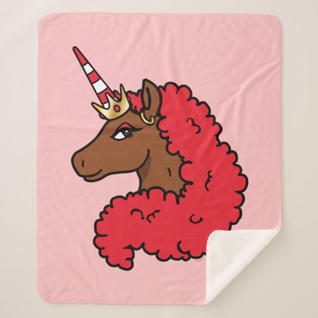 Red Afro Unicorn Sherpadecke (Vorderseite)