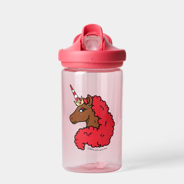 Red Afro Unicorn Trinkflasche (Vorne)