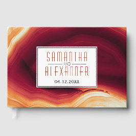 Red agate moderne Hochzeit im Herbst Gästebuch