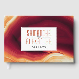 Red agate moderne Hochzeit im Herbst Gästebuch