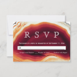 Red agate Slice geode Herbstfarben Hochzeit RSVP Karte