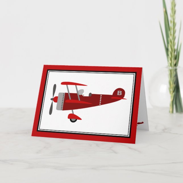 Red Airplane Birday Card Karte (Vorderseite)