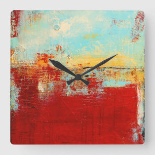 Red Alaskan Abstract Quadratische Wanduhr