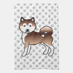 Red Alaskan Malamute Niedlich Cartoon Dog Geschirrtuch