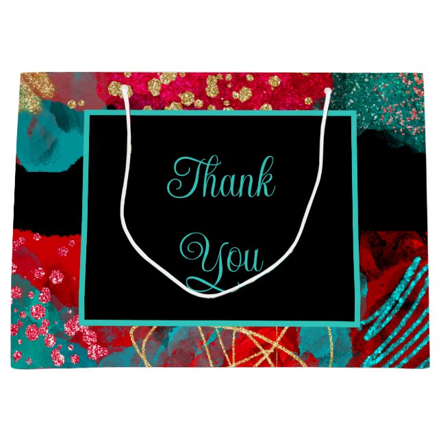 Red Alcohol Ink Geburtstagsparty Große Geschenktüte (Vorderseite)