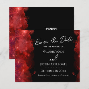 Red Alcohol Ink Save the Date Hochzeit