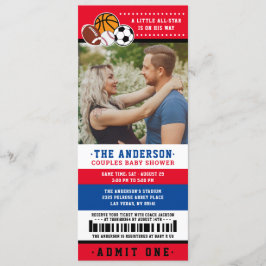 Red All Star Sport Ticket Paare Dusche Foto Einladung