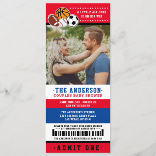 Red All Star Sport Ticket Paare Dusche Foto Einladung