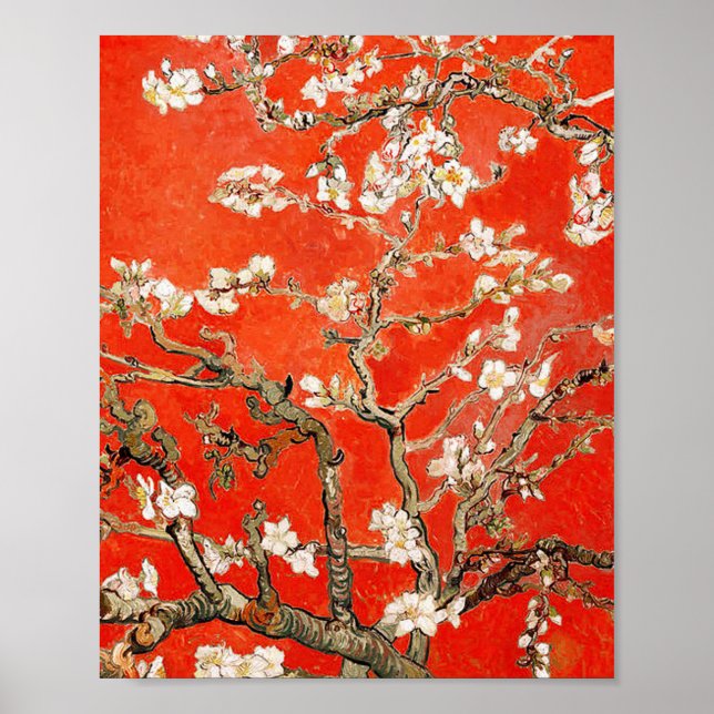 Red Almond Blossoms Vincent Van Gogh Poster (Vorne)