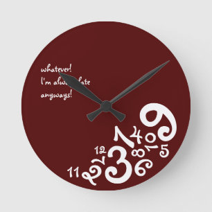 Red Always Late : Circle Wall Clock Runde Wanduhr