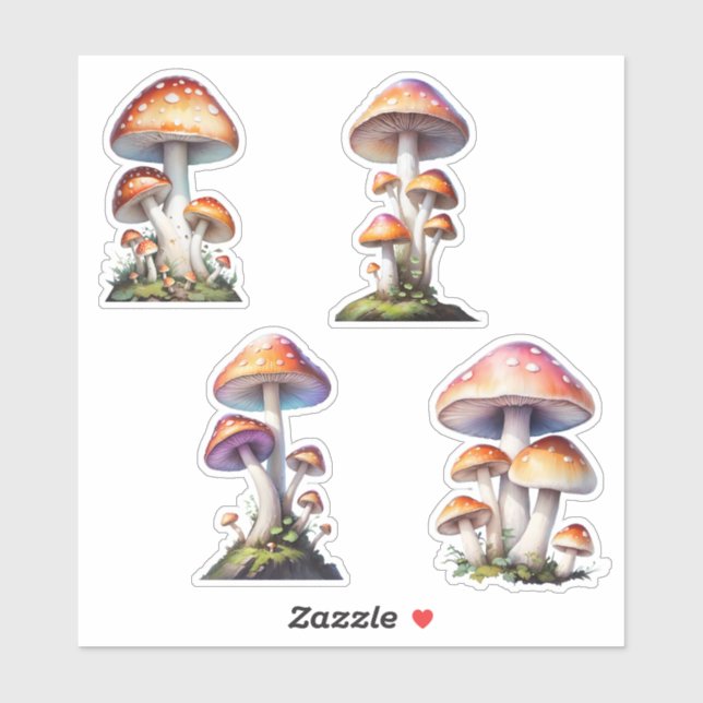 Red Amanita Mushroom Aufkleber Pack (Blatt)