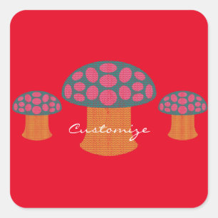 Red Amanita Mushrooms Thunder_Cove Quadratischer Aufkleber
