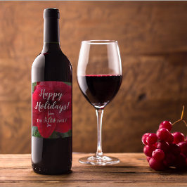 Red Amaryllis Bloom Personalisiert Holiday Weinetikett