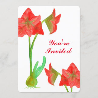 Red Amaryllis Blume 50. Geburtstagsparty Einladung