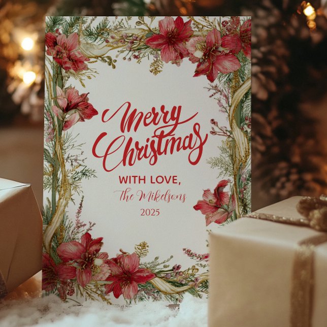 Red Amaryllis Christmas Feiertagskarte (Von Creator hochgeladen)