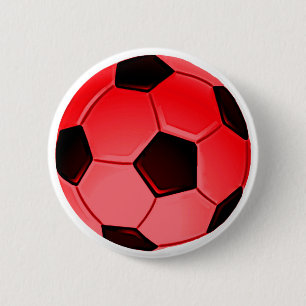 Red American Soccer oder Association Football Ball Button