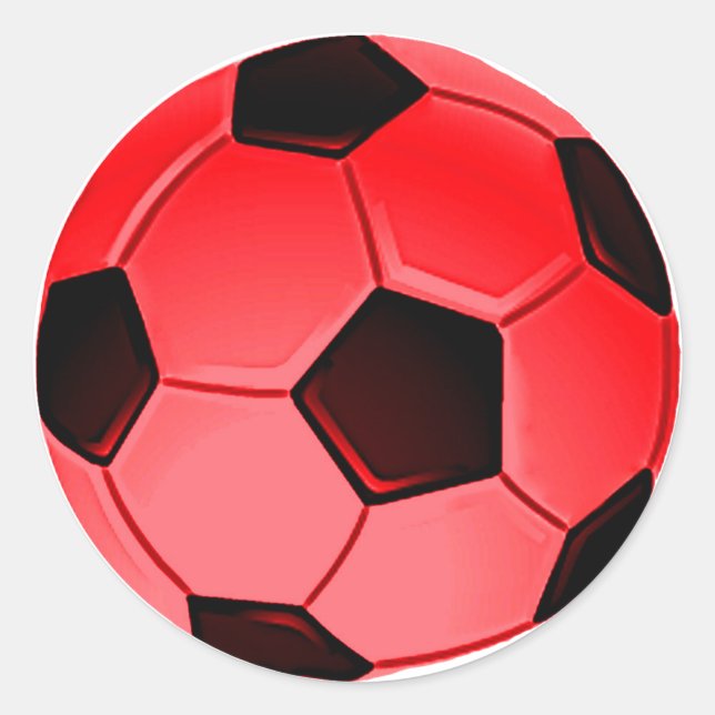 Red American Soccer oder Association Football Ball Runder Aufkleber (Vorderseite)