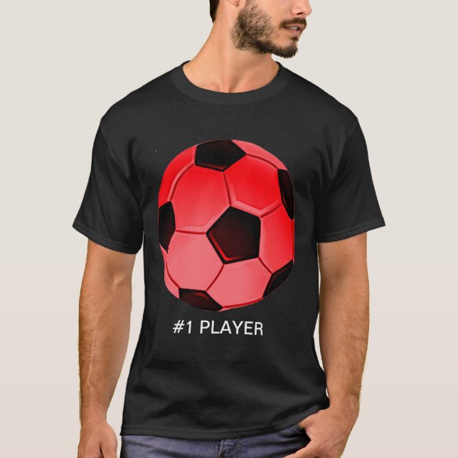 Red American Soccer oder Association Football Ball T-Shirt (Vorderseite)