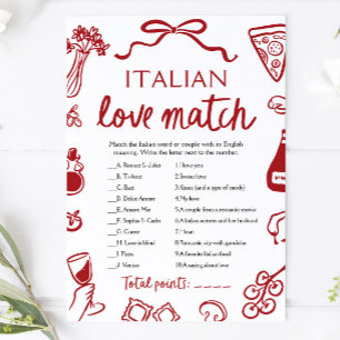 Red Amore Italia Liebe Match Brautparty Game Einladung