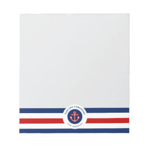 Red Anchor Boat Yacht Nautical Specialist Notizblock